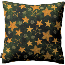 Poszewka Kinga na poduszkę, złote gwiazdki na zielonym