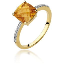 Złoty pierścionek Cytryn 2,00ct żółte złoto pr. 585
