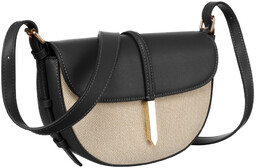 Listonoszka damska crossbody beżowo - czarna ze skóry