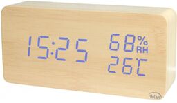 ZEGAR BUDZIK Elektroniczny LED Drewniany Stojący - DATA