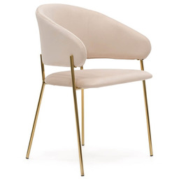 Krzesło tapicerowane C-963 Beżowy welur #5 Złote nogi