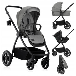 Wózek wielofunkcyjny 3w1 spacerówka + gondola XL fotelik