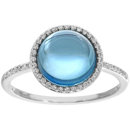 Diamant Pur Pierścionek Topaz Diamenty Złoto 9K Diamenty
