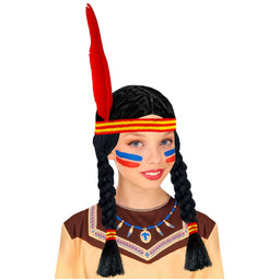 Peruka Indianki z opaską i piórem