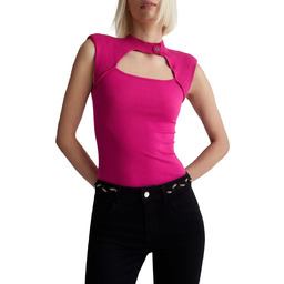 Bluzka damska Liu Jo Maglia Chiusa dzianinowa różowa-M