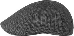 Herringbone Flat Cap by Lipodo, czarno-szary, M (57-58