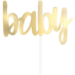 Topper na tort Baby złoty - 15 cm