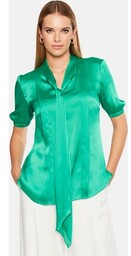 Zielona satynowa bluzka damska z szarfą L&amp;apos;AF Zorin