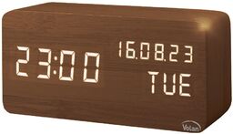 Zegar budzik drewniany led elektroniczny cyfrowy stojący -