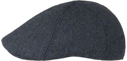 Herringbone Flat Cap by Lipodo, czarno-niebieski, M (57-58