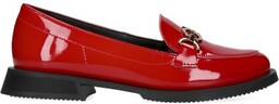 Damskie loafersy z czerwonej skóry lakierowanej, Conhpol Relax,
