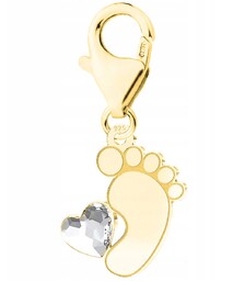 Zawieszka złota wisząca Stopa Swarovski srebro 925