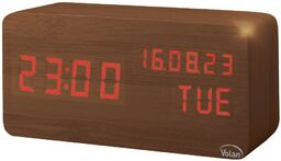 Zegar budzik drewniany led elektroniczny cyfrowy stojący -
