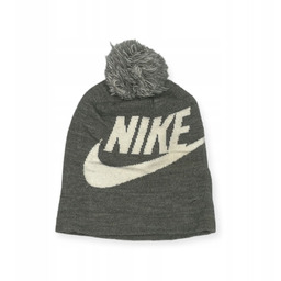 Szara czapka dziewczęca logo pompon NIKE
