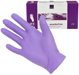 Abena, rękawiczki nitrylowe bezpudrowe, liliowe, rozmiar XS, 100