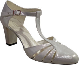 Skórzane sandały Natalii srebro-satyna 39