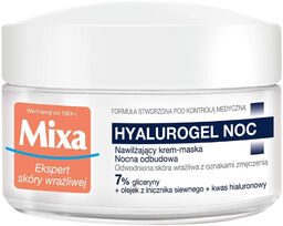 Mixa Hyalurogel, nawilżający krem-maska na noc, skóra sucha