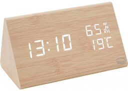 ZEGAR BUDZIK Elektroniczny LED Drewniany Stojący - DATA