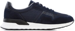 Męskie sneakersy zamszowe z elastycznymi wstawkami granatowe