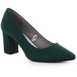 Czółenka damskie na słupku zamszowe zielone Sergio Leone