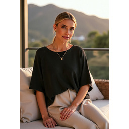 Luźny sweter damski nietoperz - czarny sweter M1102