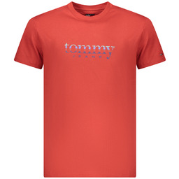 TOMMY HILFIGER MĘSKA KOSZULKA Z KRÓTKIM RĘKAWEM, CZERWONA