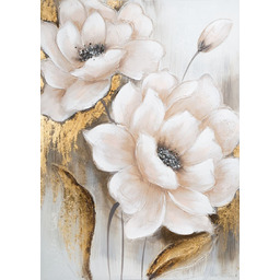 Eurofirany Obraz 321 70x100 biały złoty kwiaty ręcznie