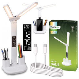 Lampa biurkowa podwójna 11W Dalis CCT 3000K/4500K/6500K biała