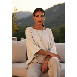 Luźny sweter damski nietoperz - sweter ecru M1102