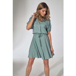 Dziewczęca Sukienka Kimonowa z Kołnierzykiem - Miętowa