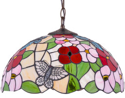 Lumes Kolorowa witrażowa lampa wisząca w kwiaty -