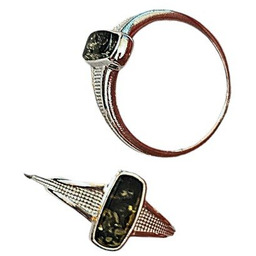 ankabizuteria.pl Pierścionek srebrny z zielonym bursztynem