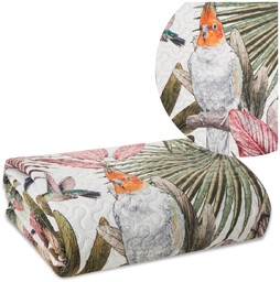 Narzuta 200 x 220 Pikowana Parrot Zieleń+Róż