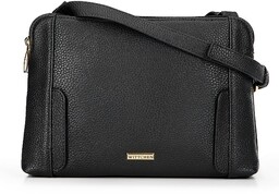 Damska torebka crossbody dwukomorowa czarno - złota
