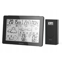 Markowa Stacja Pogody Hama Meteotime Black Temperatura Wilgotność