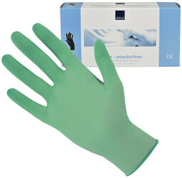 Abena, rękawiczki nitrylowe bezpudrowe, zielone, rozmiar L, 100