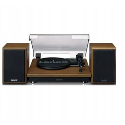 Gramofon Lenco LS-100WD Brązowy Bluetooth Aux Głośniki 2