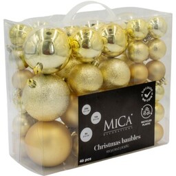 MICA Bombka 8 cm Złoty (46 sztuk)
