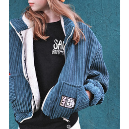 Pakamera Sztruksowa Kurtka Teddy Jungle Green