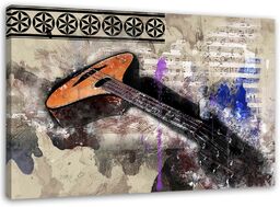 Obraz na płótnie, Gitara abstrakcja retro 60x40