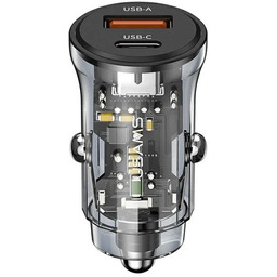 USAMS Ładowarka samochodowa 1xUSB+1xUSB-C C32 30W Fast Charge