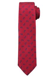 Czerwony Elegancki Męski Krawat -ALTIES- w Granatowy Wzór