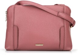 Damska torebka crossbody dwukomorowa zgaszony róż