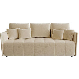 Elior Beżowa rozkładana sofa welurowa W5-C93