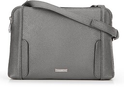 Damska torebka crossbody dwukomorowa szaro - srebrna