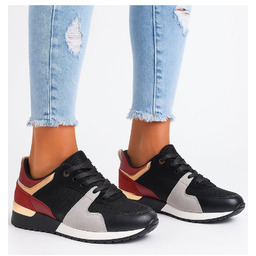 Sznurowane czarno bordowe buty sportowe wielokolorowe