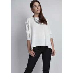 Gładki Sweter Oversize z Połyskującą Nitką - Ecru