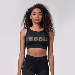 NEBBIA Biustonosz Sportowy Intense Gold Mesh Czarny S