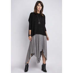 Gładki Sweter Oversize z Połyskującą Nitką - Czarny