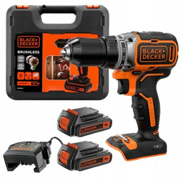 akumulatorowa wiertarko-wkrętarka 18V, Black+Decker [BL186K1B2-QW] 2x2,0Ah